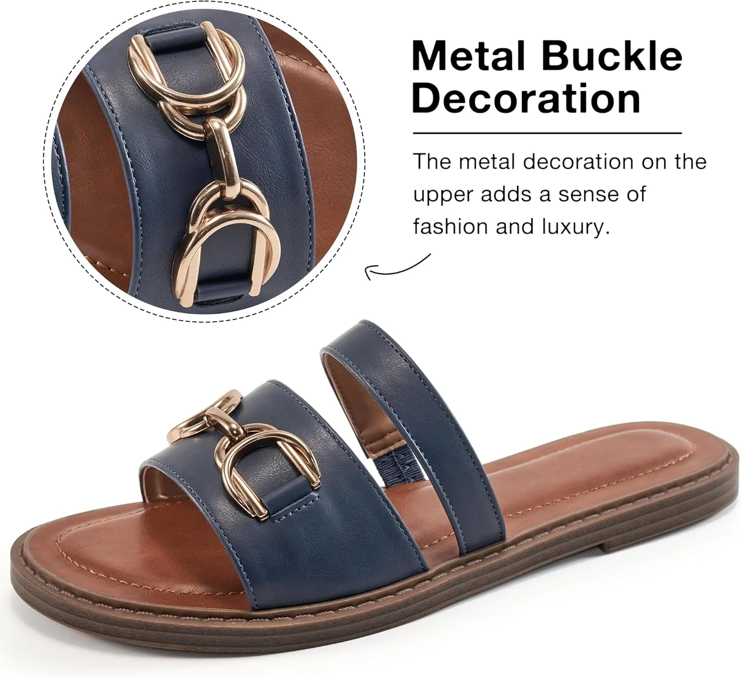 FUDYNMALC Womens Slides Sandals Dressy: Comfortable Summer Beach Flat Shoes Ladies Fashion Walking Footwear