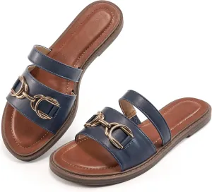 FUDYNMALC Womens Slides Sandals Dressy: Comfortable Summer Beach Flat Shoes Ladies Fashion Walking Footwear