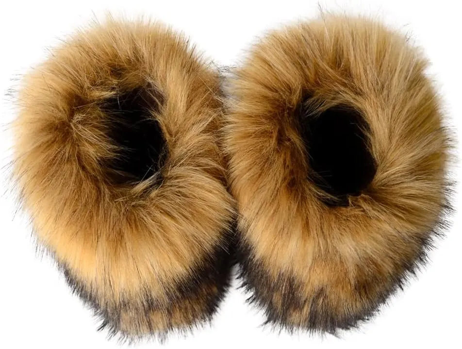 Furry Faux Fur Boots Women's Winter Shoes Woman Fluffy Warm Snow Boots Mid-Calf Comfortable Outdoor Flat