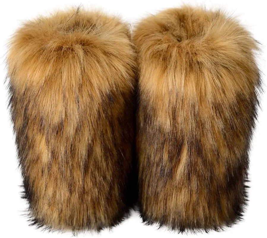 Furry Faux Fur Boots Women's Winter Shoes Woman Fluffy Warm Snow Boots Mid-Calf Comfortable Outdoor Flat