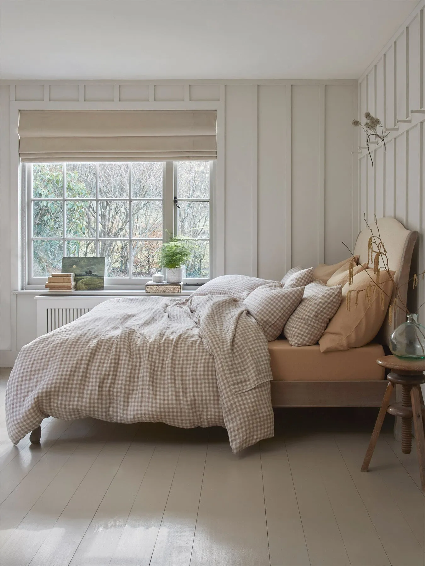 Gingham Linen Flat Sheet