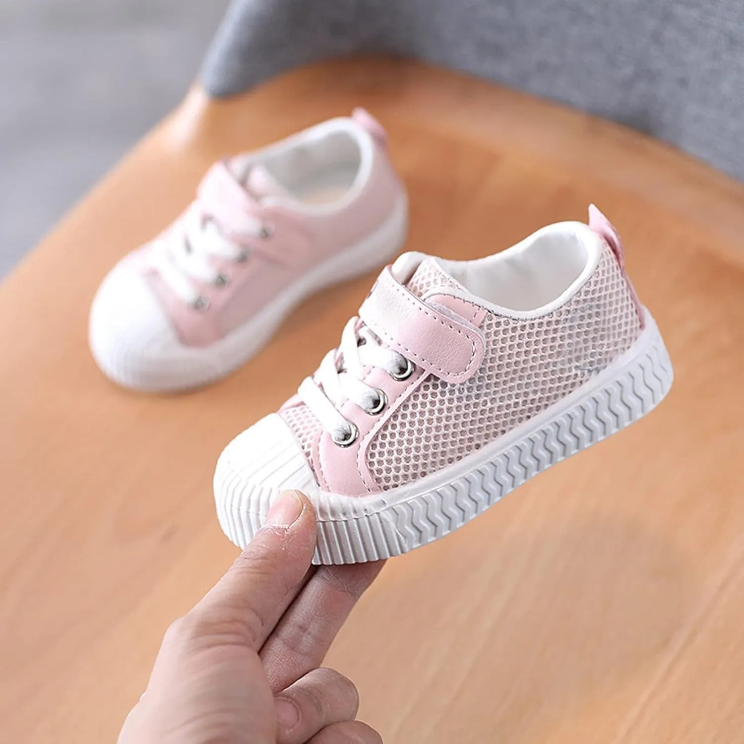 Girls Kids Flat Non Slip Sneaker Ankle Hook and Loops Shoelaces Outdoor Running Sport Shoes Kids Girl Mesh Breathable
