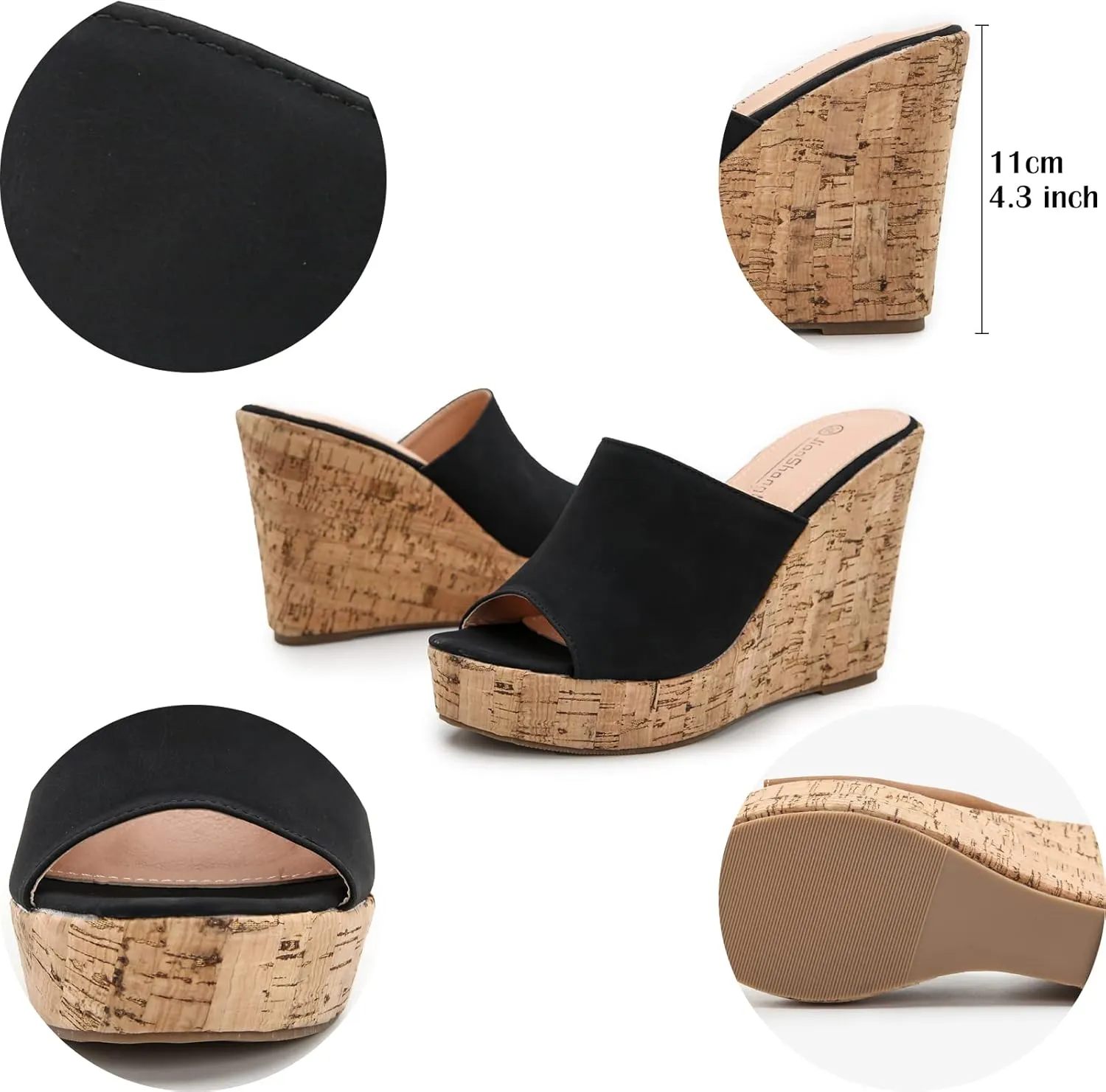 gloryinterest Wedge Sandals for Women Platform High Heels Summer Mule Slip on Comfortable Soft Arch Support Sandals Black Pink White Blue US5-12