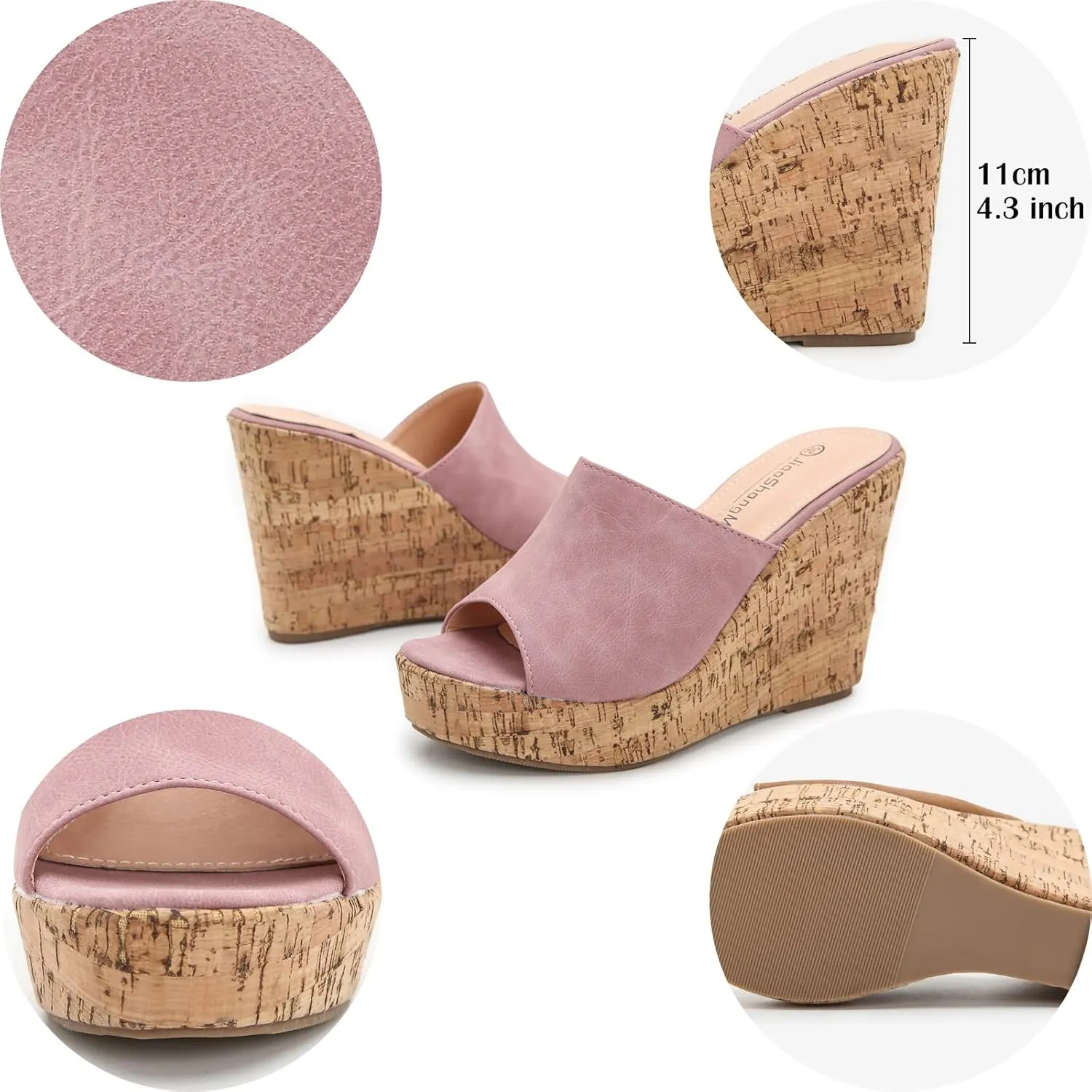 gloryinterest Wedge Sandals for Women Platform High Heels Summer Mule Slip on Comfortable Soft Arch Support Sandals Black Pink White Blue US5-12