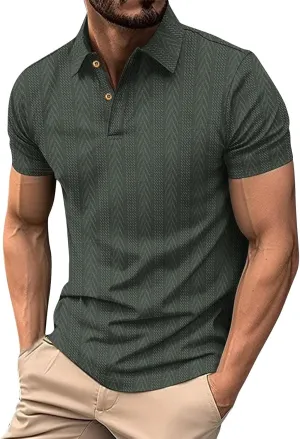 Golf Polo Shirts Moisture Wicking Short Sleeve Texture Athletic Polos Performance Quick Dry Everyday Collared T-Shirts