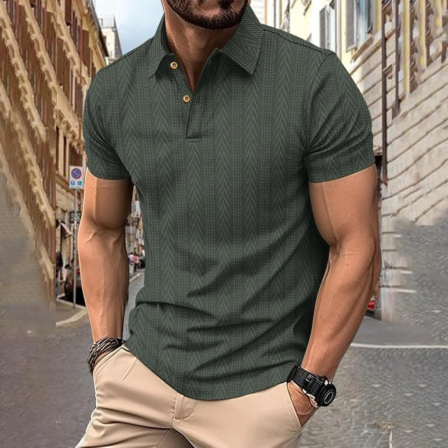 Golf Polo Shirts Moisture Wicking Short Sleeve Texture Athletic Polos Performance Quick Dry Everyday Collared T-Shirts