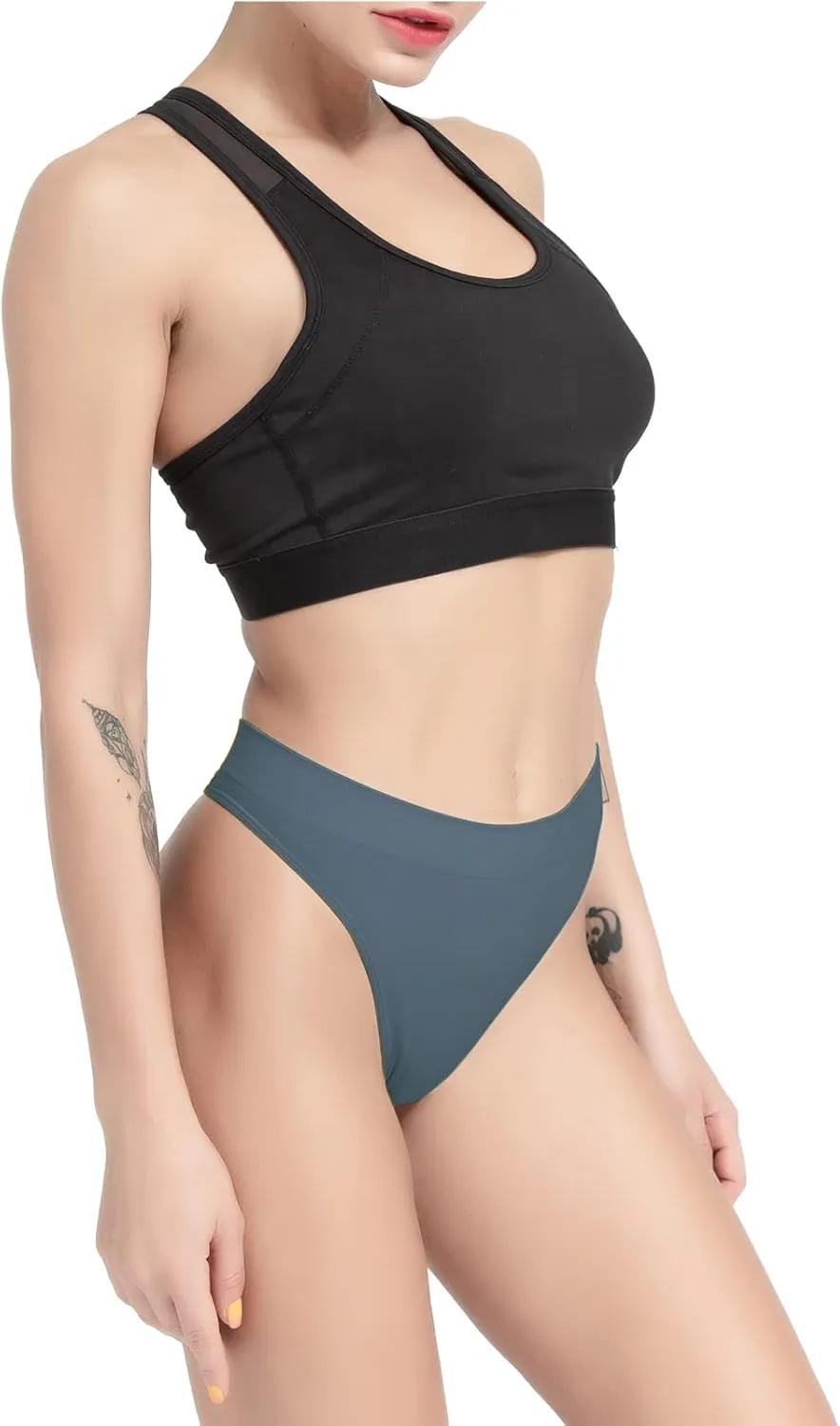 GRANKEE Women's Breathable Seamless Thong Panties No Show Underwear Pack