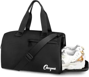 Gryme 15 Inch Small Gym Bag with Shoes Compartment and Wet Pocket, Mini Duffle Bag for Men & Women, Small Sports Bag for Travel Carry On, Swimming, Workout, Weekender Overnight
