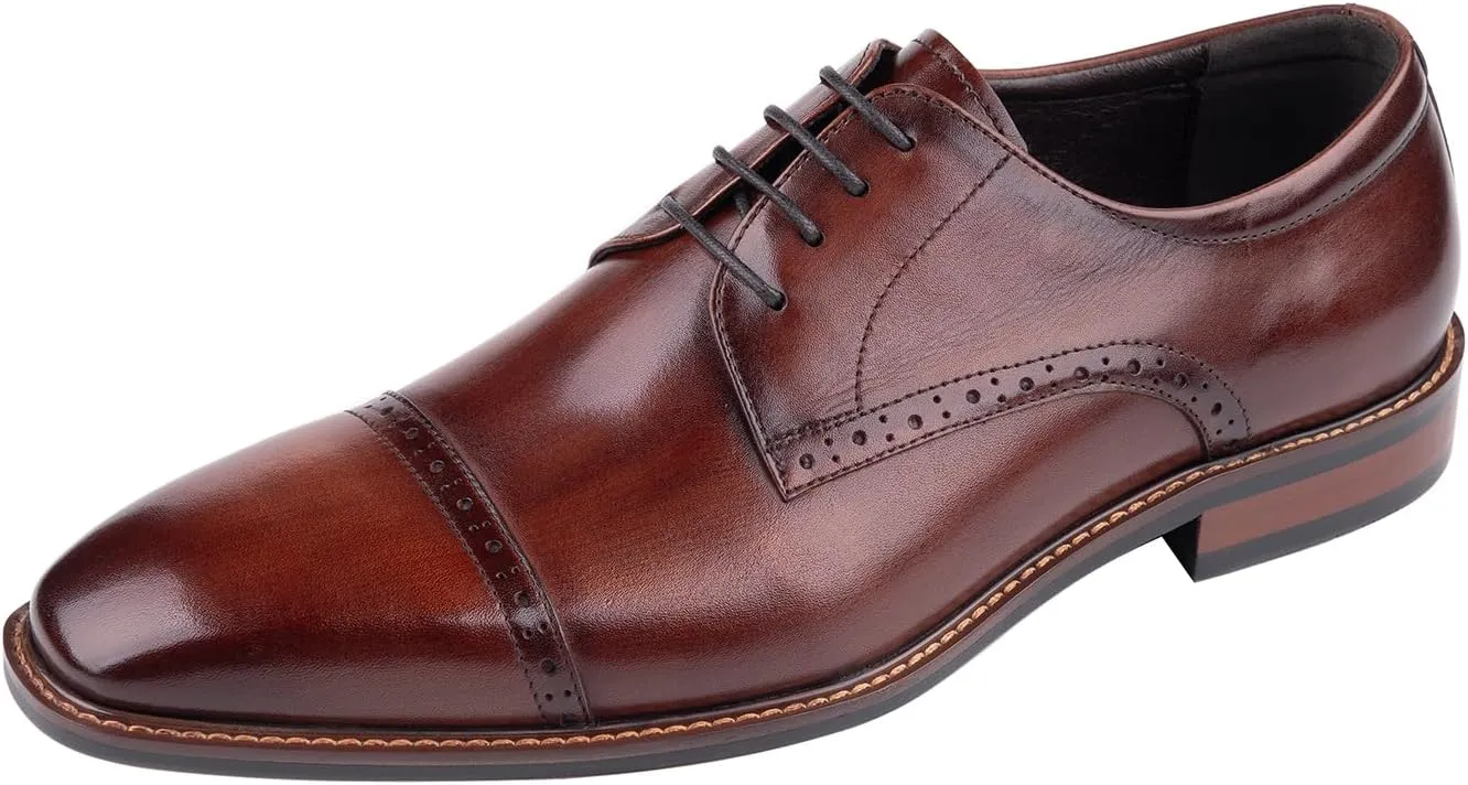 GZOJSS Men's Oxford Shoe Luxury Formal Dress Retro Shoes Casual Comfortable Genuine Leather Business Derby Lace Up Plain Toe Men Shoes Premium Series