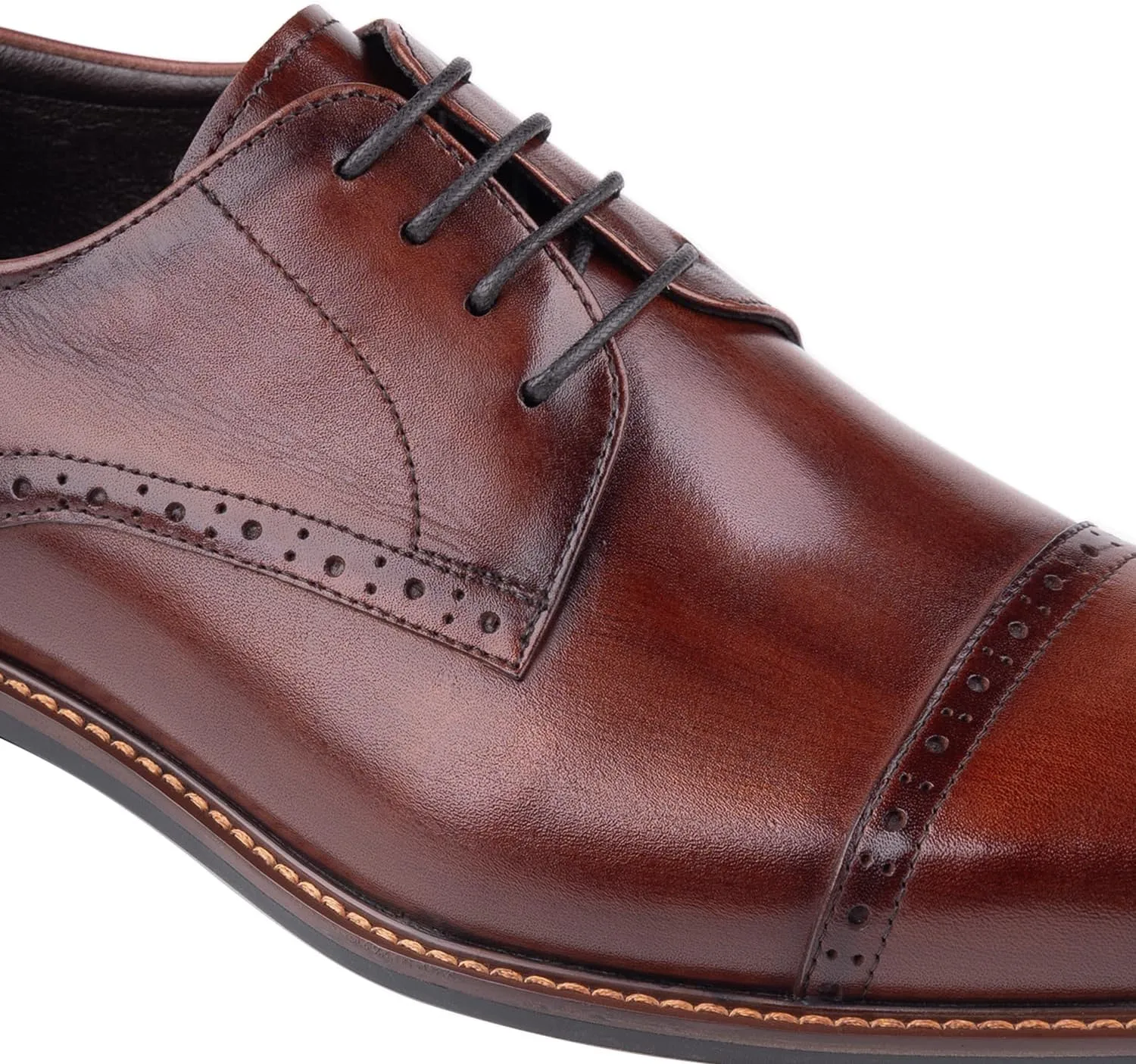 GZOJSS Men's Oxford Shoe Luxury Formal Dress Retro Shoes Casual Comfortable Genuine Leather Business Derby Lace Up Plain Toe Men Shoes Premium Series