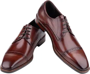 GZOJSS Men's Oxford Shoe Luxury Formal Dress Retro Shoes Casual Comfortable Genuine Leather Business Derby Lace Up Plain Toe Men Shoes Premium Series