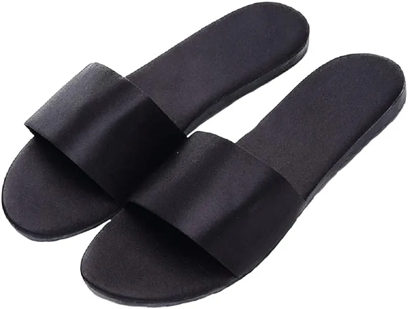 HANDKEI Women's Home Slippers Summer Satin Indoor Breathable Flat Sandals Slippers