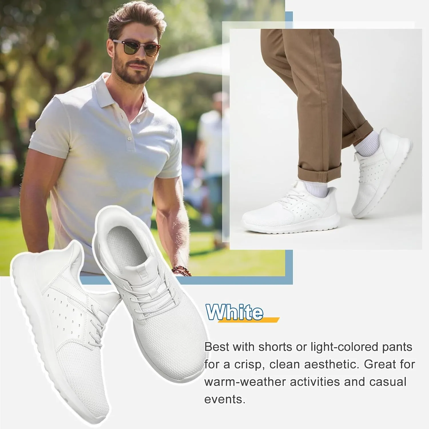 Hands Free Slip On Shoes for Men Walking Casual Sneaker Arch Support Memory Foam Mesh Light Cushioning Fashion Breathable Stylish Black White Tan Grey