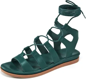 HARENCE Sandals for Women Summer Flats: Comfortable Cross Strap Gladiator Flat Shoes Casual Dressy Non Slip Beach Sandals