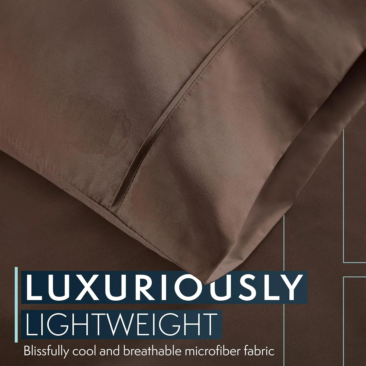 HC COLLECTION Queen Sheet Set, 4 pc Bed Sheets & Pillowcases Set - Machine Washable for Easy Care - Soft & Breathable All Season Microfiber Sheets with Deep Pockets - Brown