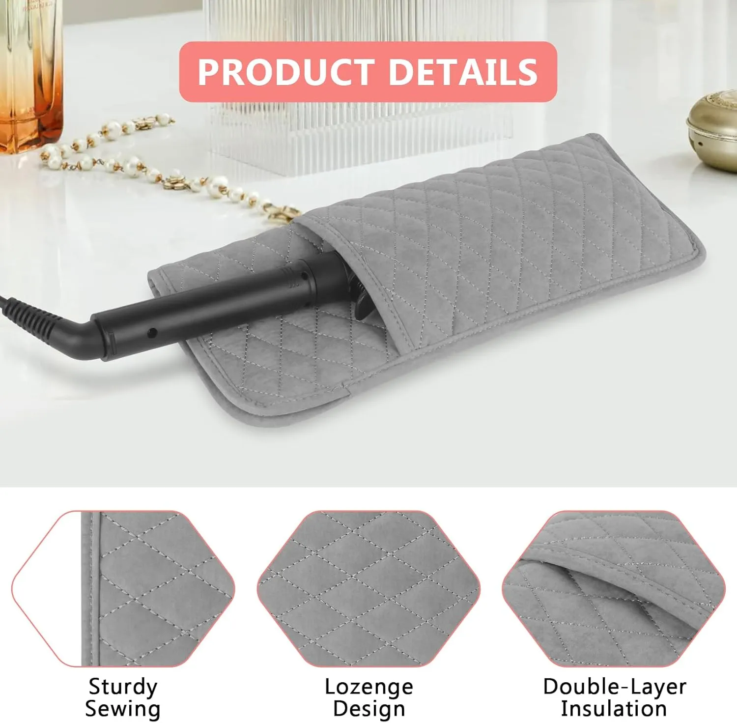 Heat Resistant Hair Tools Travel Bag Portable Hot Tools Organizer Cover Pouch for Curling Iron, Flat Iron, Hair Straightener and Other Styling Tools(13.8" x 5.5")