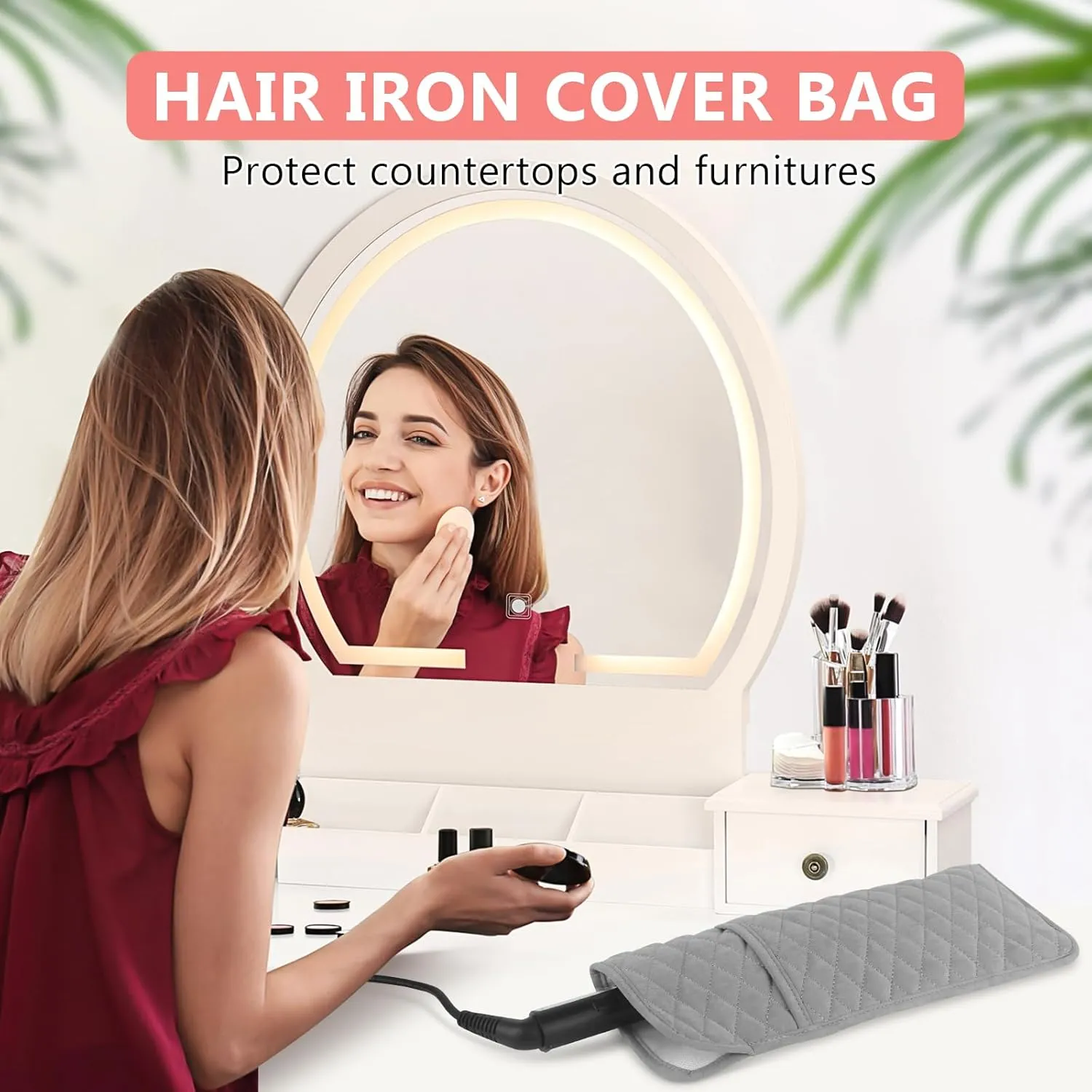 Heat Resistant Hair Tools Travel Bag Portable Hot Tools Organizer Cover Pouch for Curling Iron, Flat Iron, Hair Straightener and Other Styling Tools(13.8" x 5.5")