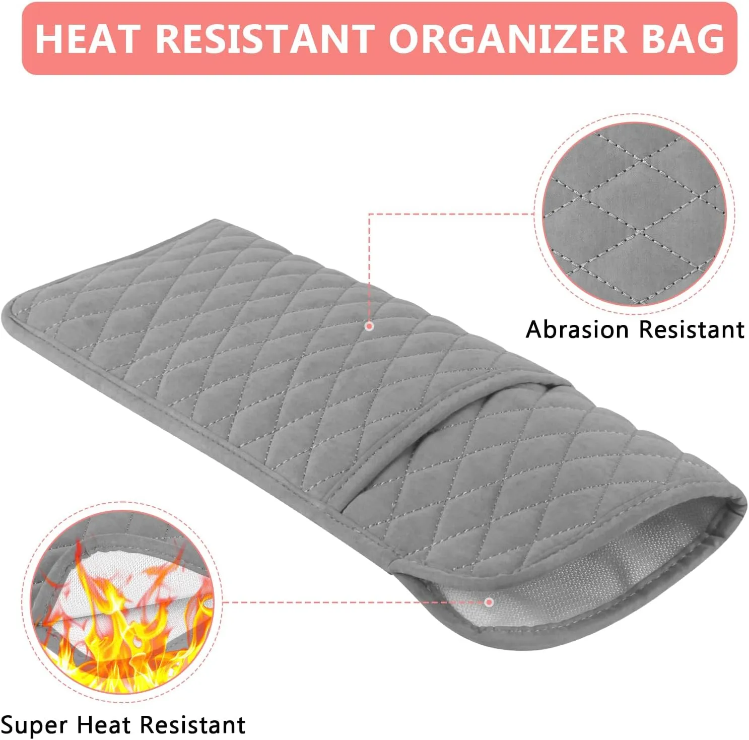 Heat Resistant Hair Tools Travel Bag Portable Hot Tools Organizer Cover Pouch for Curling Iron, Flat Iron, Hair Straightener and Other Styling Tools(13.8" x 5.5")