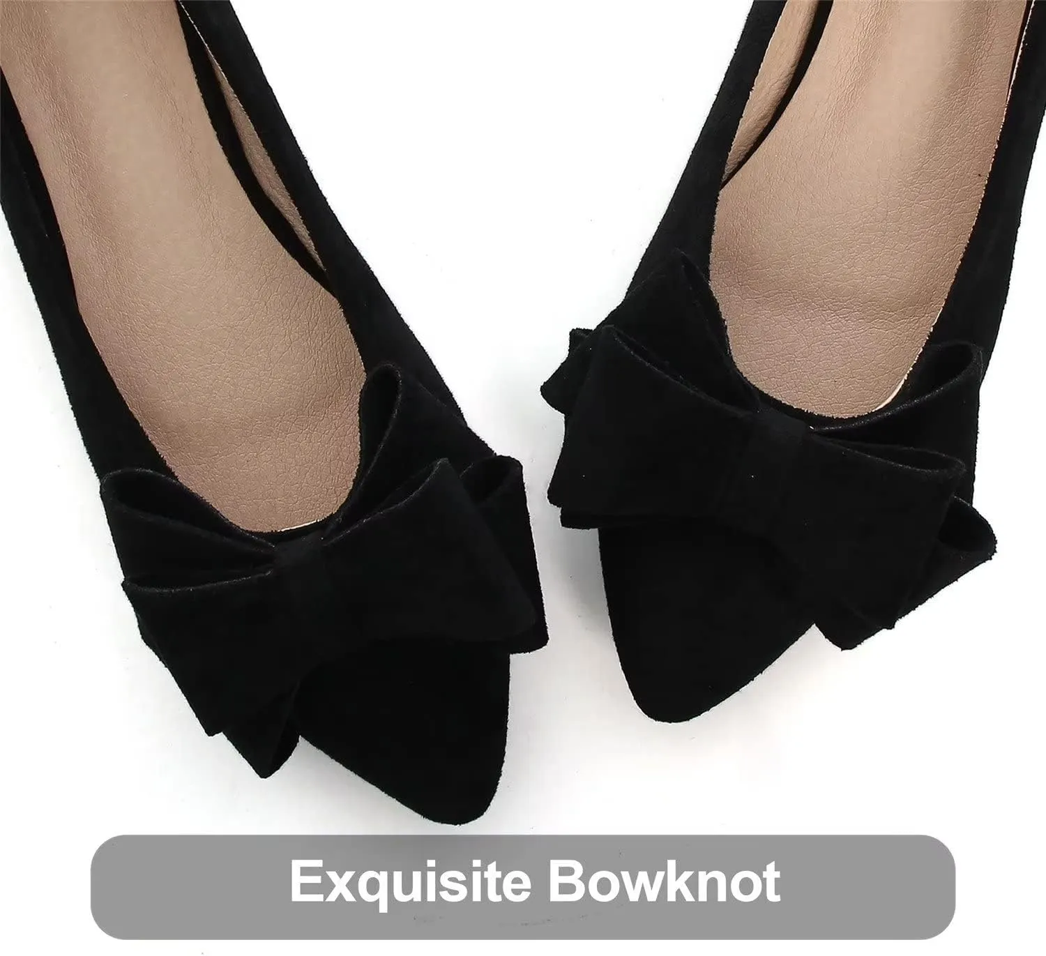 Hee grand Flat Shoes for Women Crystals Bowknot Pointed Toe Ballet Flats Comfortable Office Shoes Fashion Dress Shoes