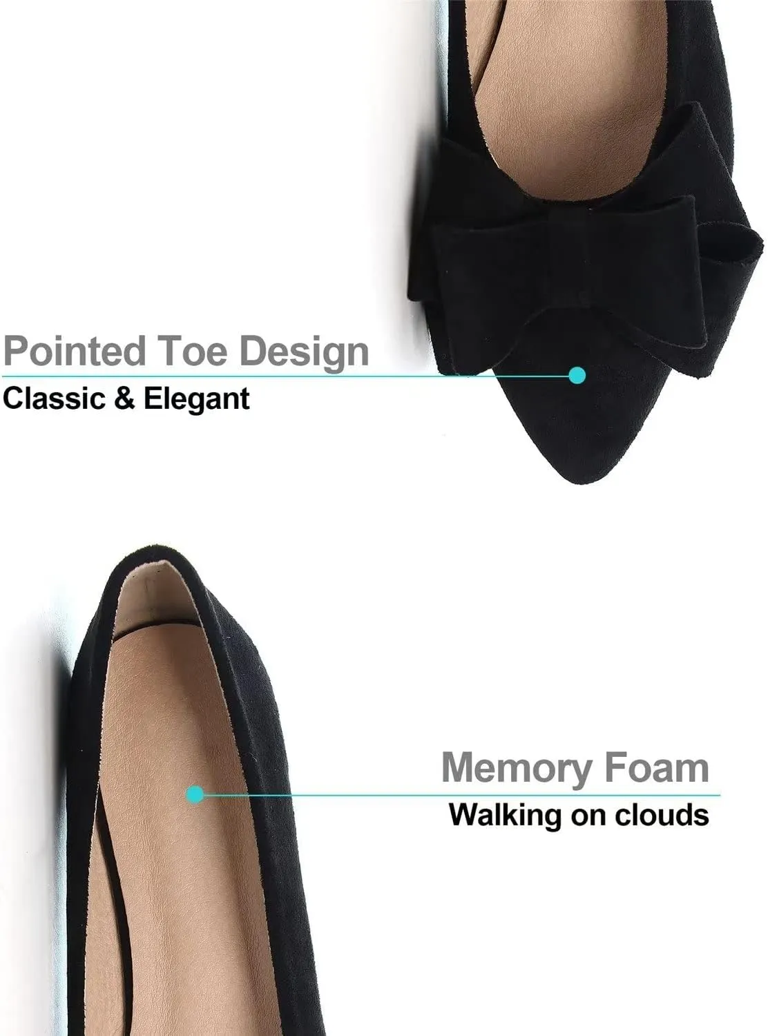 Hee grand Flat Shoes for Women Crystals Bowknot Pointed Toe Ballet Flats Comfortable Office Shoes Fashion Dress Shoes