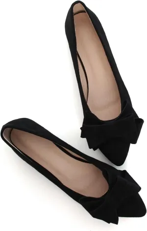 Hee grand Flat Shoes for Women Crystals Bowknot Pointed Toe Ballet Flats Comfortable Office Shoes Fashion Dress Shoes