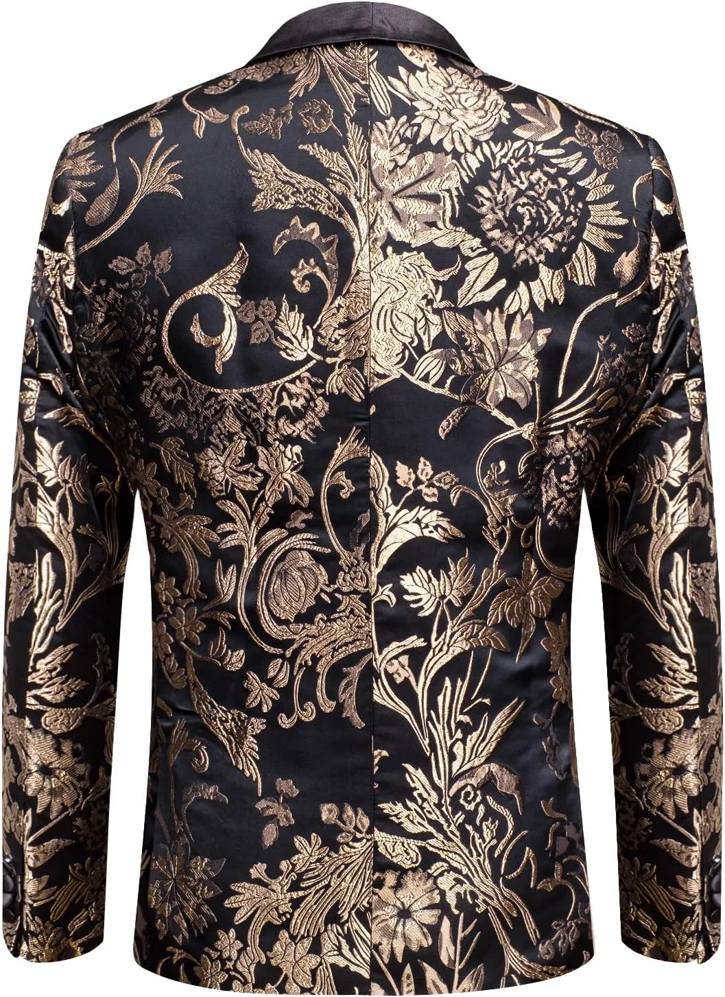 Hi-Tie Stylish Men Suit Jacket Blazer Shawl Lapel One Button Slim Fit Long Sleeve Jacket Tuxedo Party Dinner