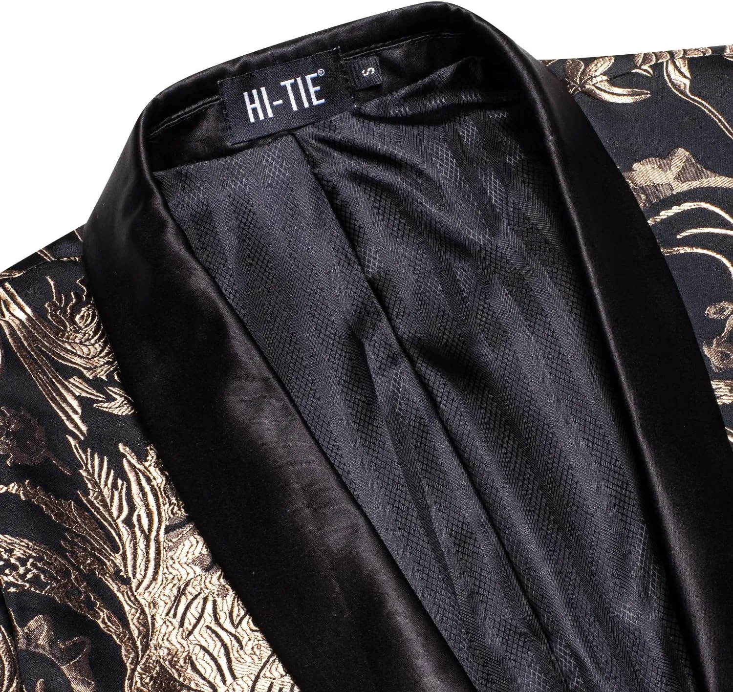 Hi-Tie Stylish Men Suit Jacket Blazer Shawl Lapel One Button Slim Fit Long Sleeve Jacket Tuxedo Party Dinner