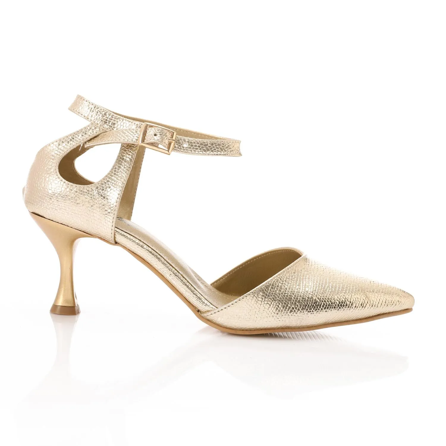 High Heel Mule Sandals – Elegant Pointed Toe, Faux Leather Texture