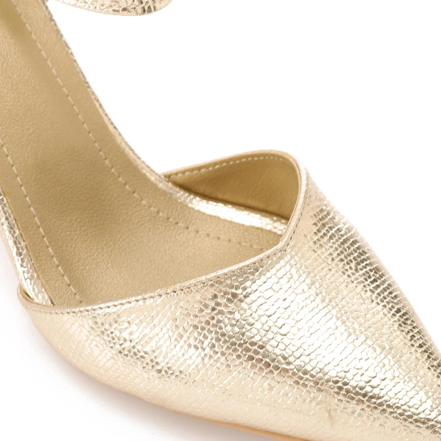 High Heel Mule Sandals – Elegant Pointed Toe, Faux Leather Texture