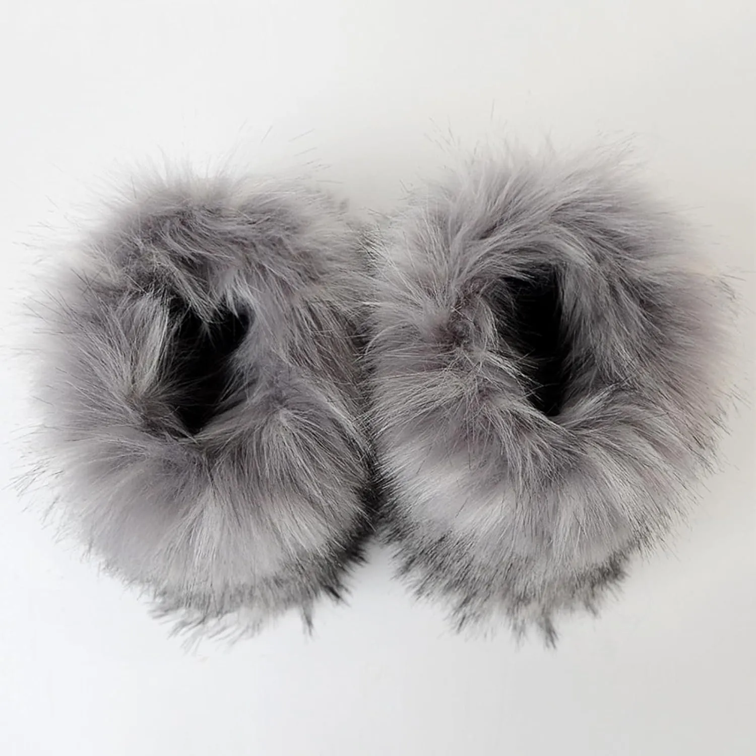 HINDOLA Womens Faux Fur Boots Fuzzy Fluffy Furry Round Toe Suede Boots Winter Comfy Plush Warm Snow Boots Comfortable Winter Ankle Booties Anti Slip Outdoor Indoor Flat Shoes