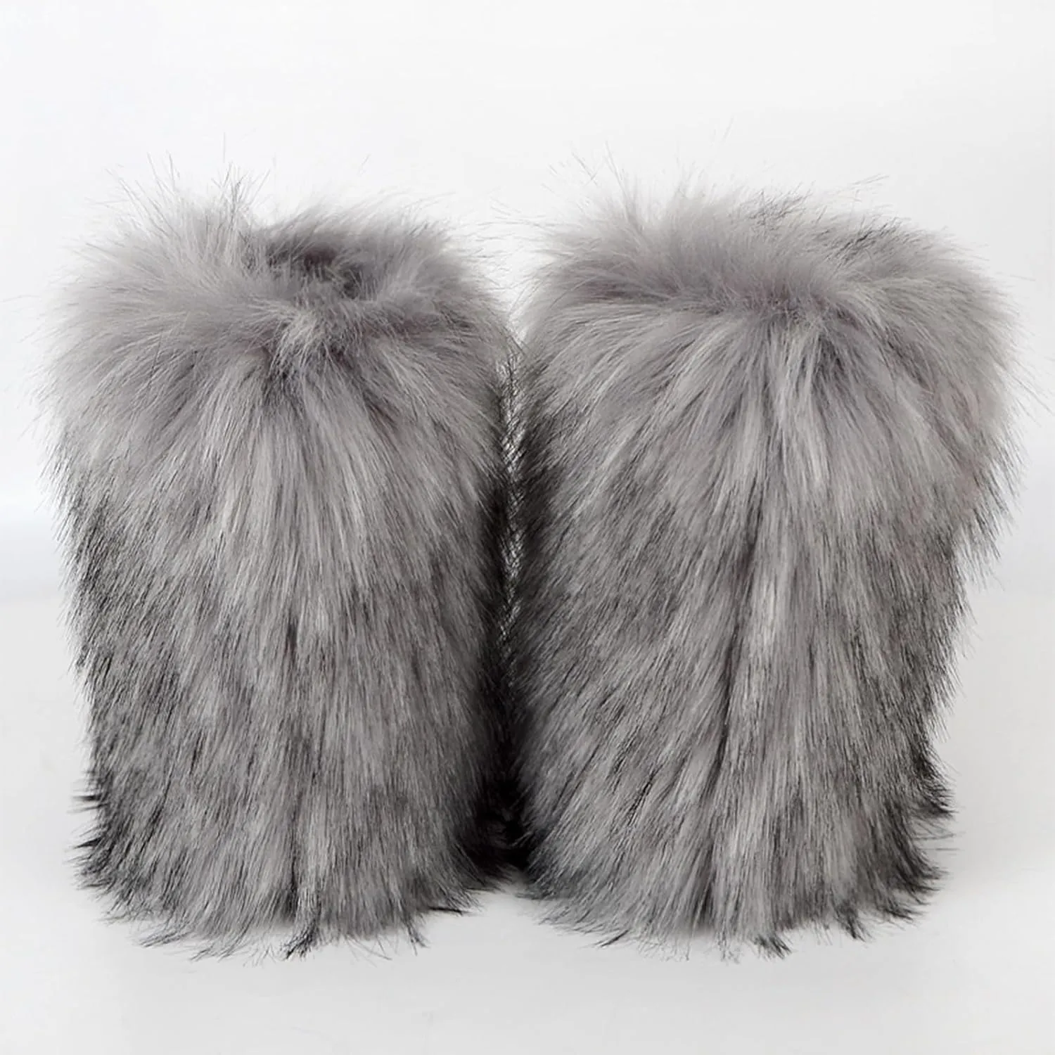 HINDOLA Womens Faux Fur Boots Fuzzy Fluffy Furry Round Toe Suede Boots Winter Comfy Plush Warm Snow Boots Comfortable Winter Ankle Booties Anti Slip Outdoor Indoor Flat Shoes