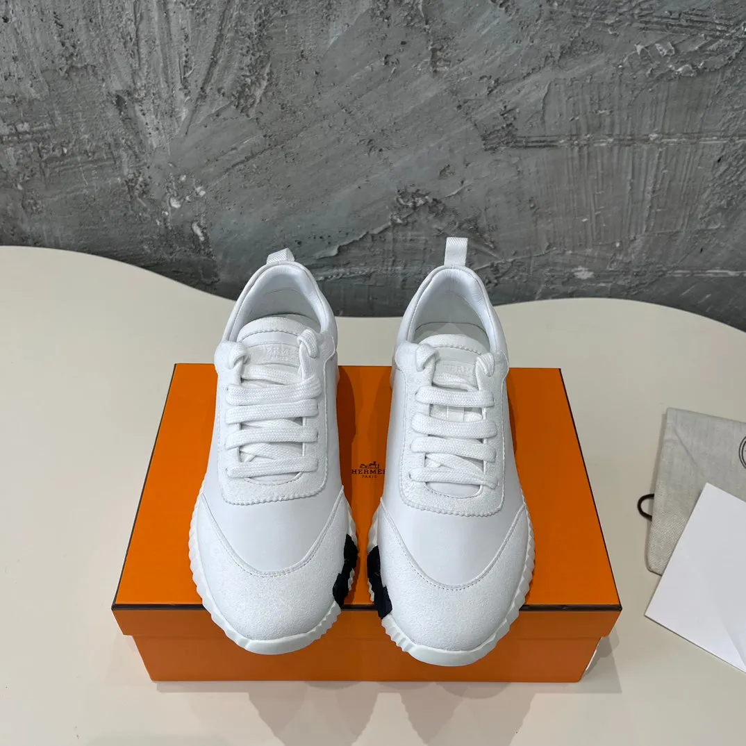 HM Bouncing 35 Sneakers White Goatskin Suede Goatskin H Light Brown