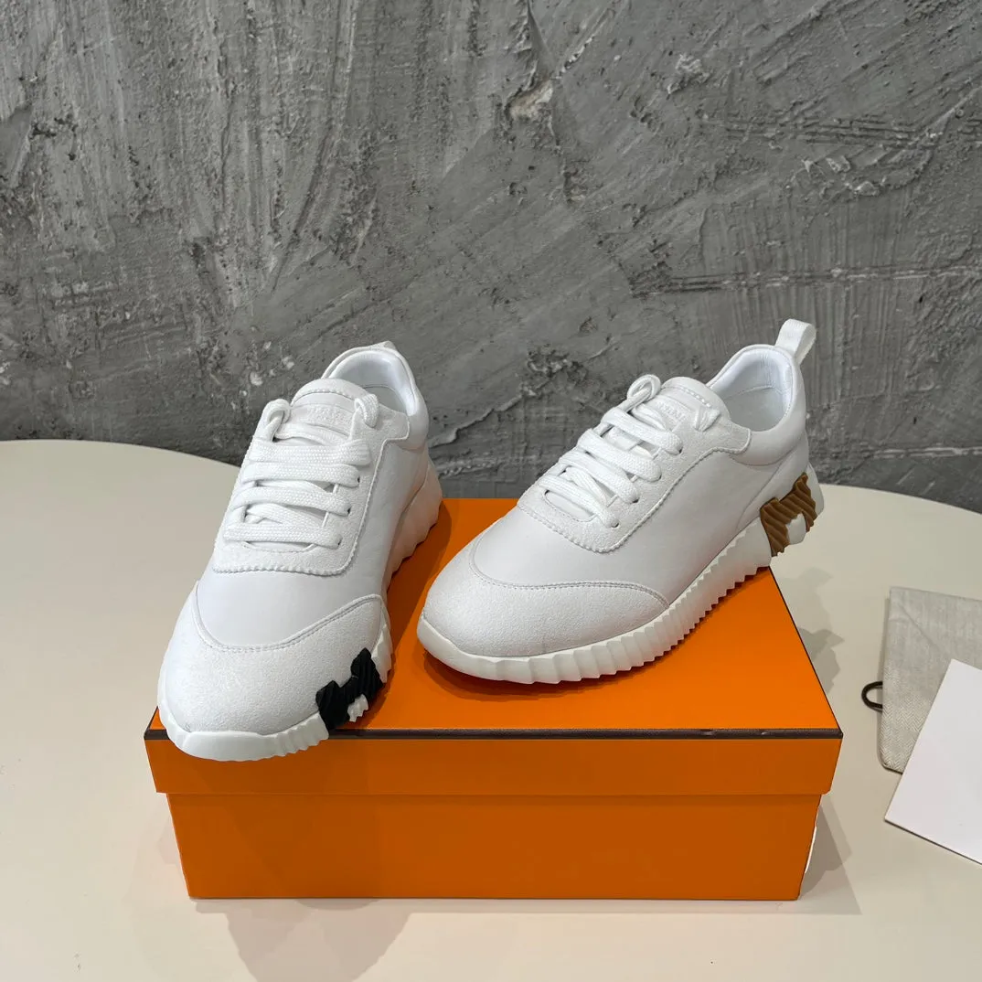 HM Bouncing 35 Sneakers White Goatskin Suede Goatskin H Light Brown