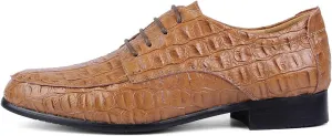 HOOENG Dress Oxford for Men Lace Up Crocodile Embossed Apron Toe Derby Shoes Leather Non Slip Resistant Rubber Sole Low Top Block Heel Business (Color : Light Brown, Size : 10.5)