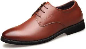 HOOENG Formal Oxford Shoes for Men Lace Up Round Toe Derby Shoes Cowhide Slip Resistant Anti-Slip Low Top Non Slip Block Heel Business (Color : Brown, Size : 7)