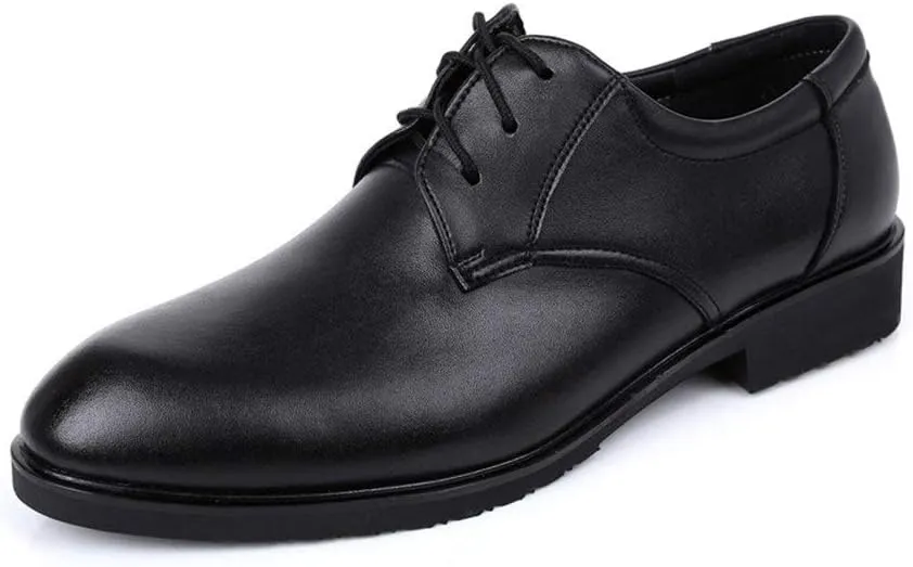 HOOENG Formal Shoes for Men Lace Up Round Toe Derby Shoes Cowhide Anti-Slip Rubber Sole Block Heel Wedding