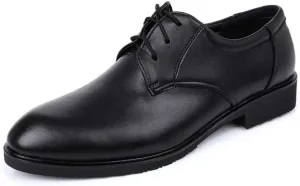 HOOENG Formal Shoes for Men Lace Up Round Toe Derby Shoes Cowhide Anti-Slip Rubber Sole Block Heel Wedding
