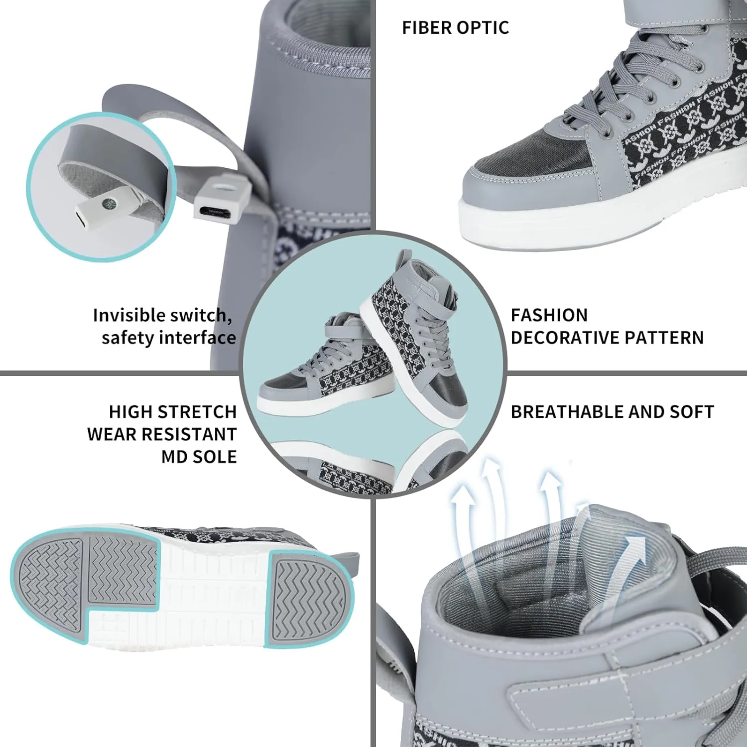 Hot Dingding Fiber Optic LED Shoes for Women Men Light Up Sneakers for Adult USB Charging Flashing Luminous Trainers Shoes