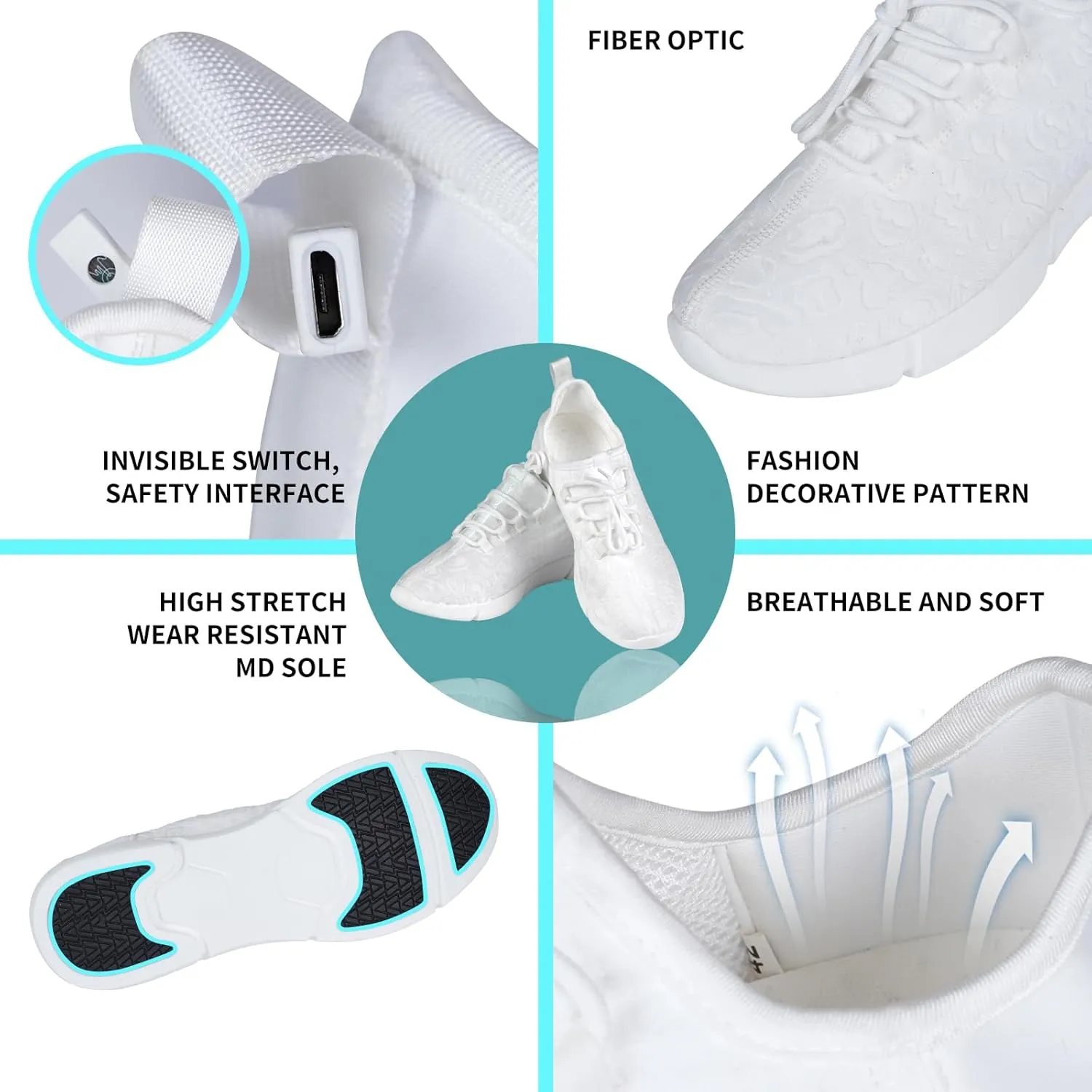Hot Dingding Fiber Optic LED Shoes for Women Men Light Up Sneakers for Adult USB Charging Flashing Luminous Trainers Shoes