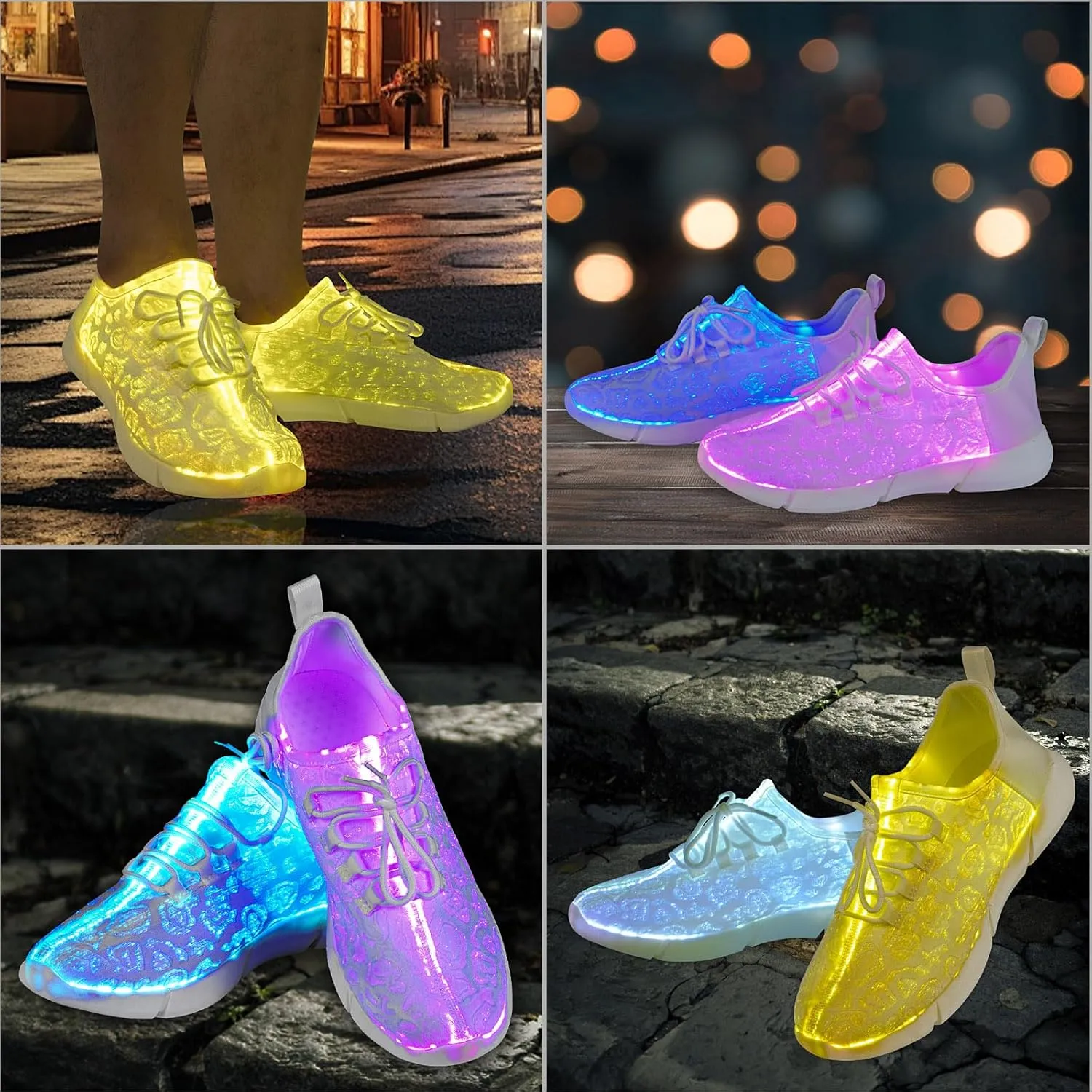 Hot Dingding Fiber Optic LED Shoes for Women Men Light Up Sneakers for Adult USB Charging Flashing Luminous Trainers Shoes