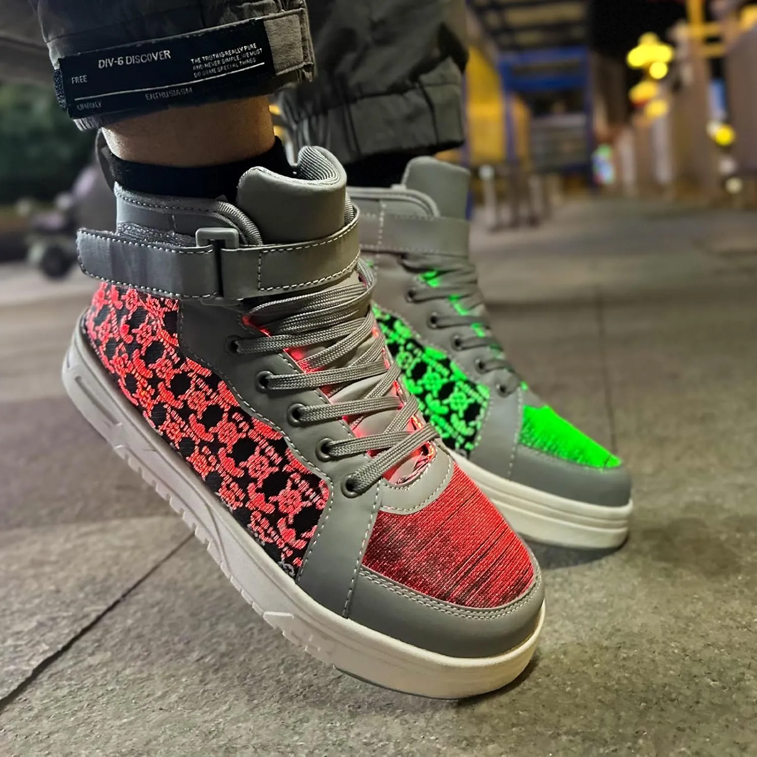 Hot Dingding Fiber Optic LED Shoes for Women Men Light Up Sneakers for Adult USB Charging Flashing Luminous Trainers Shoes