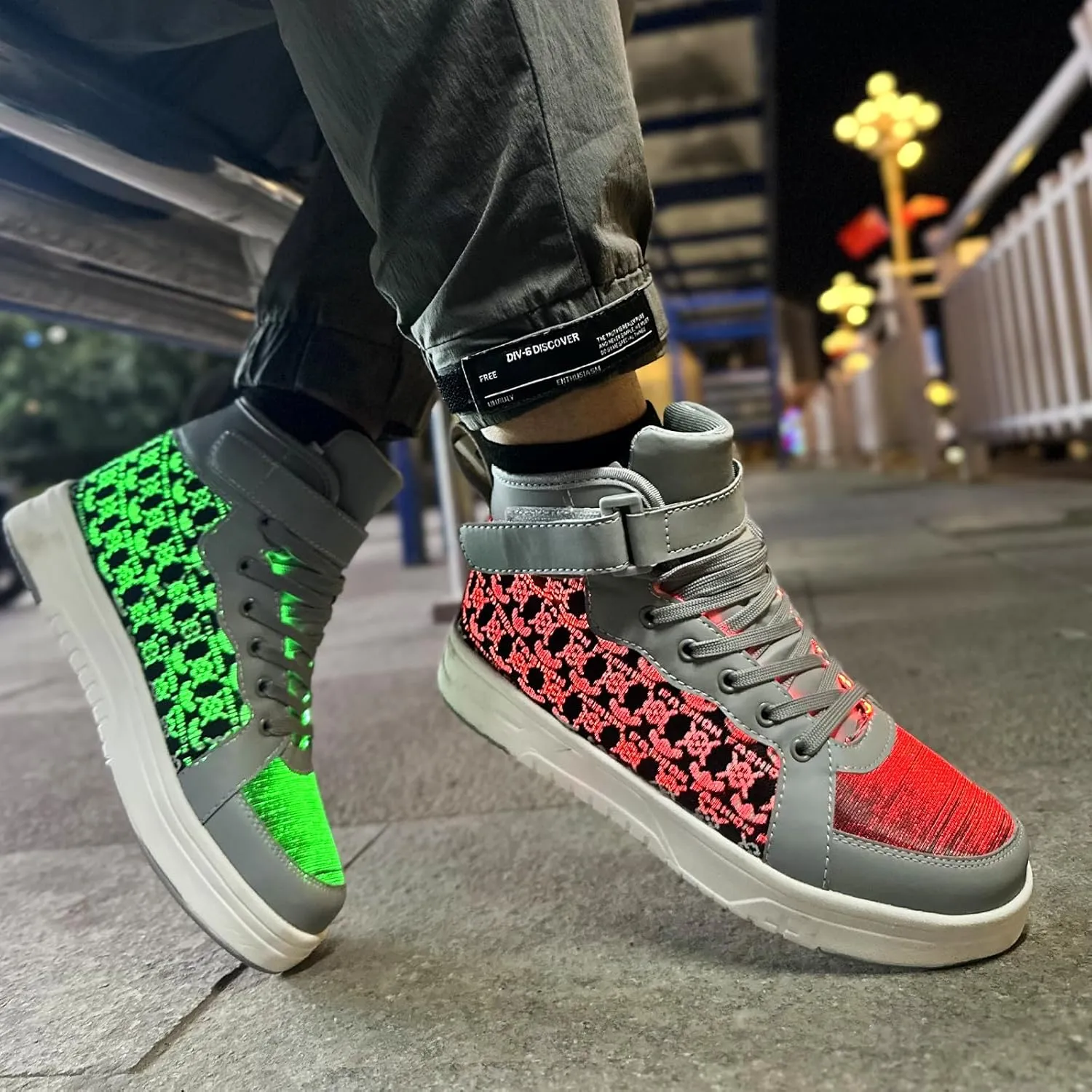 Hot Dingding Fiber Optic LED Shoes for Women Men Light Up Sneakers for Adult USB Charging Flashing Luminous Trainers Shoes