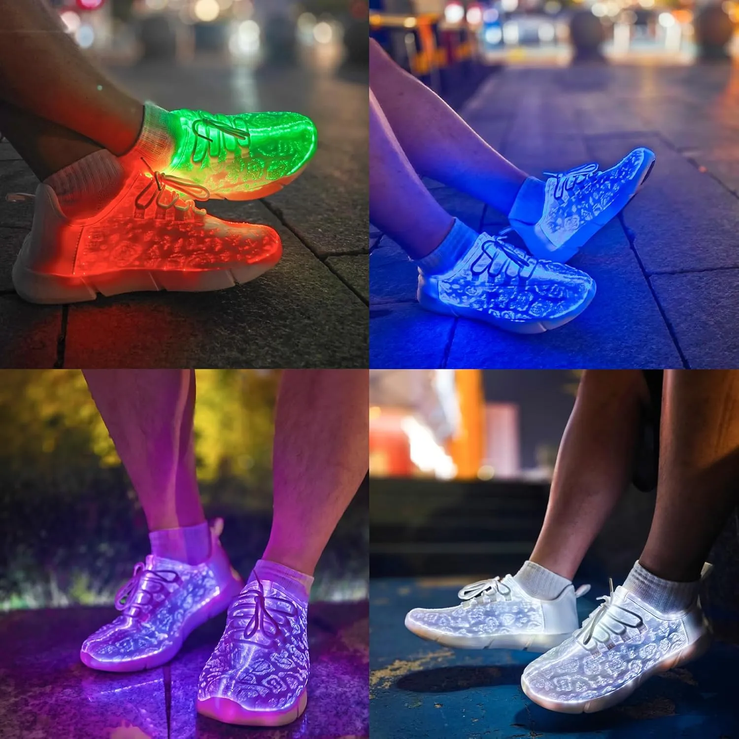 Hot Dingding Fiber Optic LED Shoes for Women Men Light Up Sneakers for Adult USB Charging Flashing Luminous Trainers Shoes
