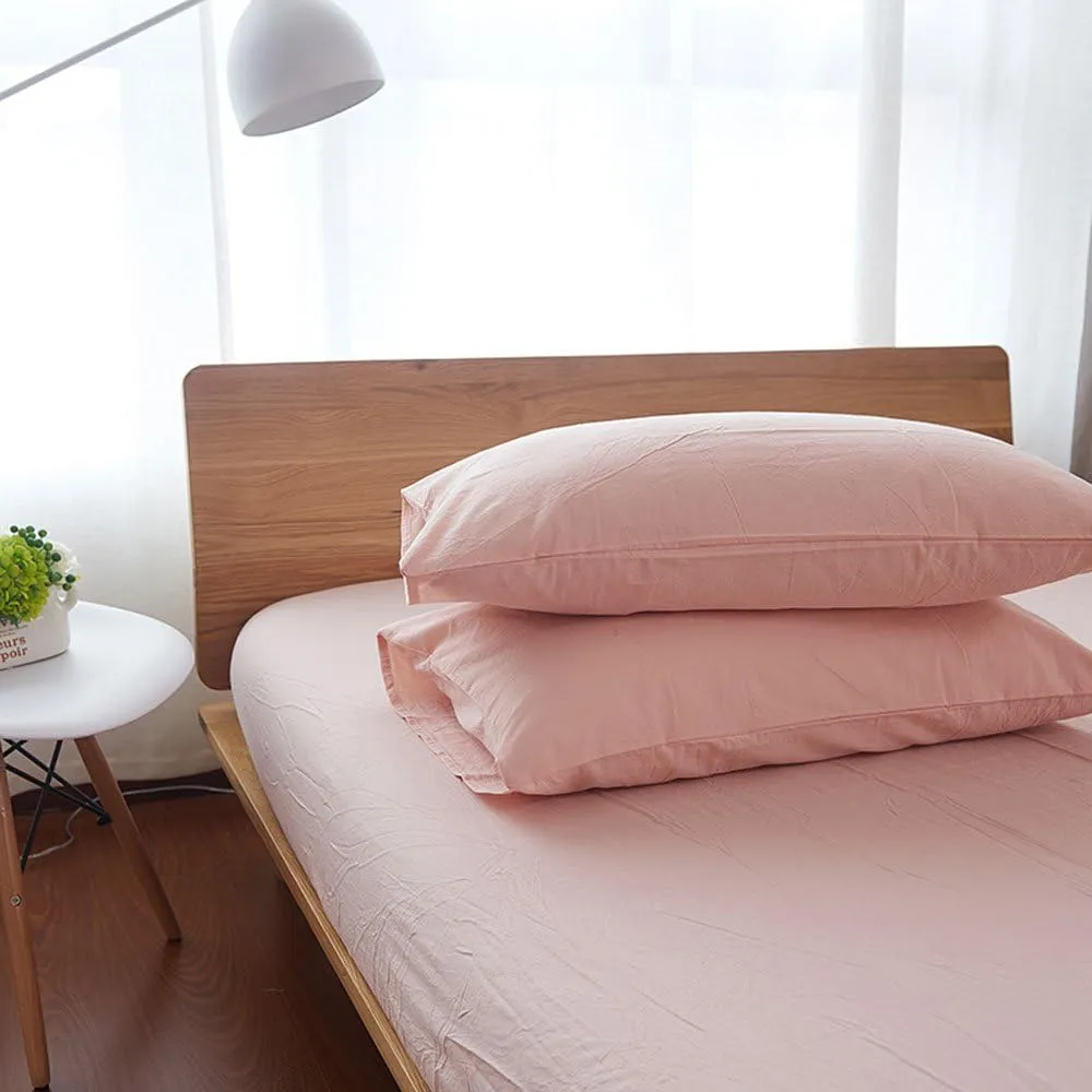 Household 100% Egyptian Cotton Sheet Set Queen Size, Deep Pocket Fitted Sheet, Extremely Durable Fade Resistant Cool and Breathable-4 Piece (Pale Pink, Queen)