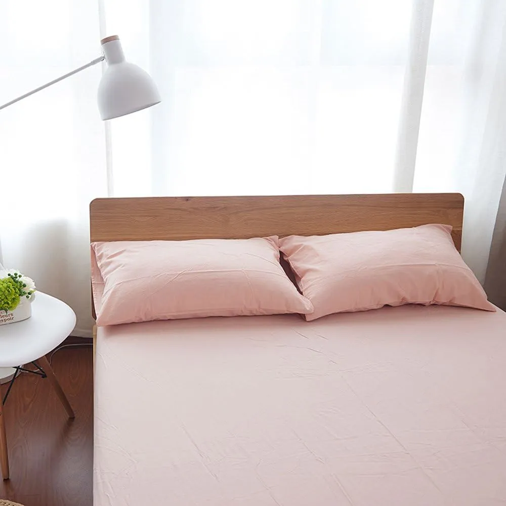 Household 100% Egyptian Cotton Sheet Set Queen Size, Deep Pocket Fitted Sheet, Extremely Durable Fade Resistant Cool and Breathable-4 Piece (Pale Pink, Queen)