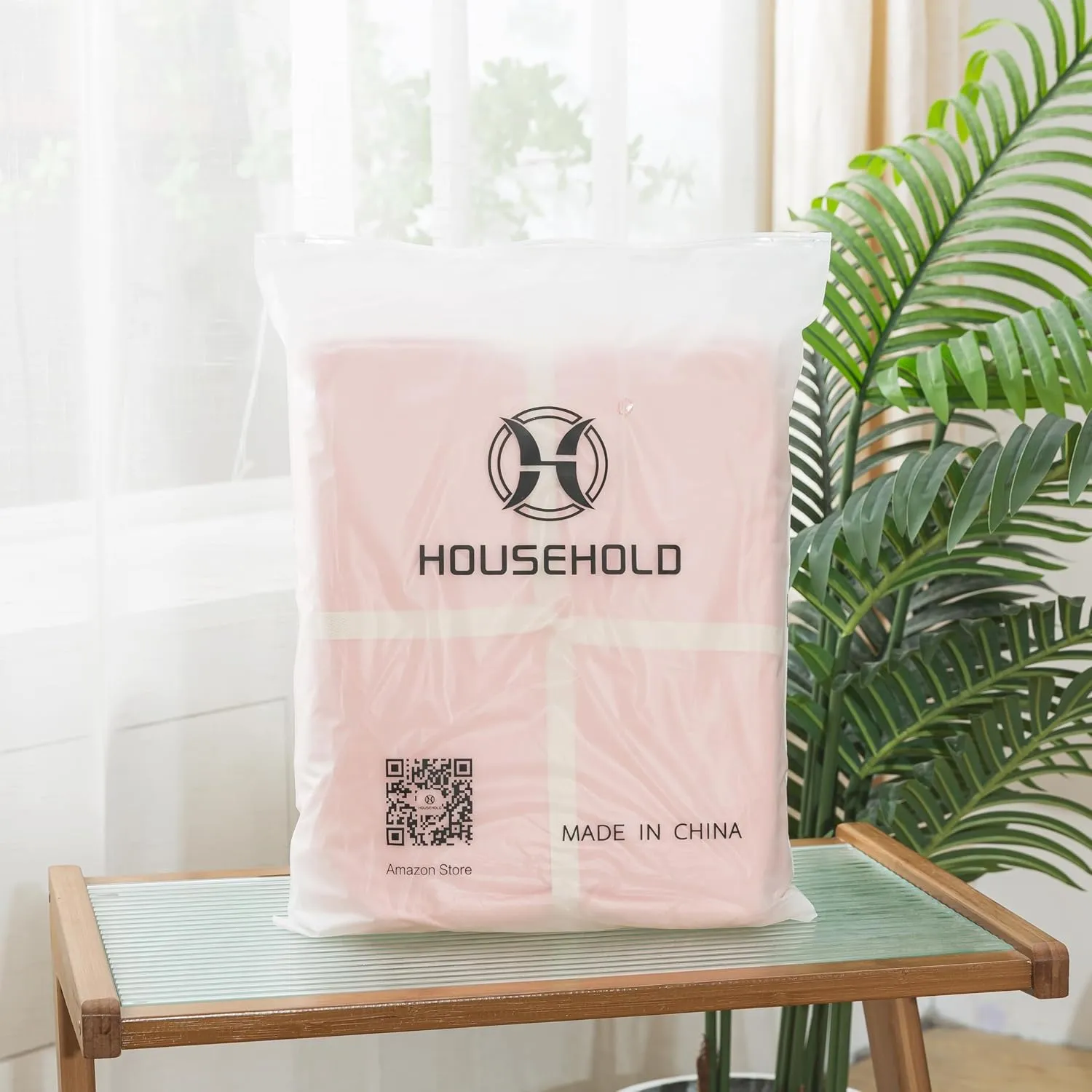 Household 100% Egyptian Cotton Sheet Set Queen Size, Deep Pocket Fitted Sheet, Extremely Durable Fade Resistant Cool and Breathable-4 Piece (Pale Pink, Queen)