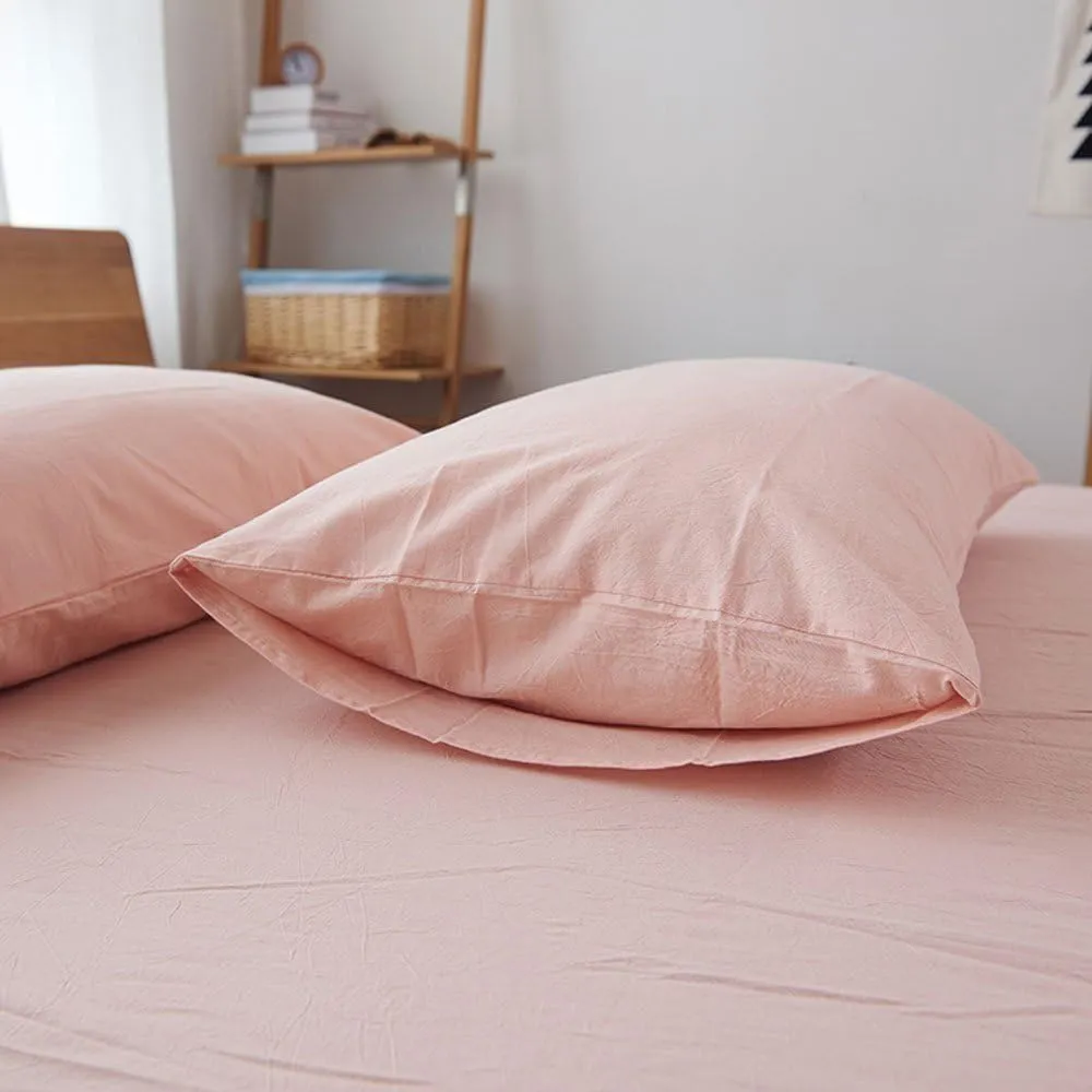 Household 100% Egyptian Cotton Sheet Set Queen Size, Deep Pocket Fitted Sheet, Extremely Durable Fade Resistant Cool and Breathable-4 Piece (Pale Pink, Queen)