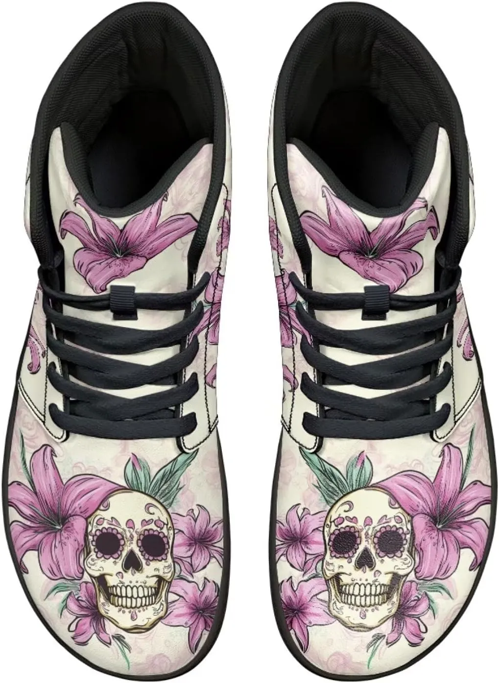 Howilath Gothic Skull Barefoot Shoes Mens Low Zero Drop Sneaker High Top Sneakers Minimalist Shoes