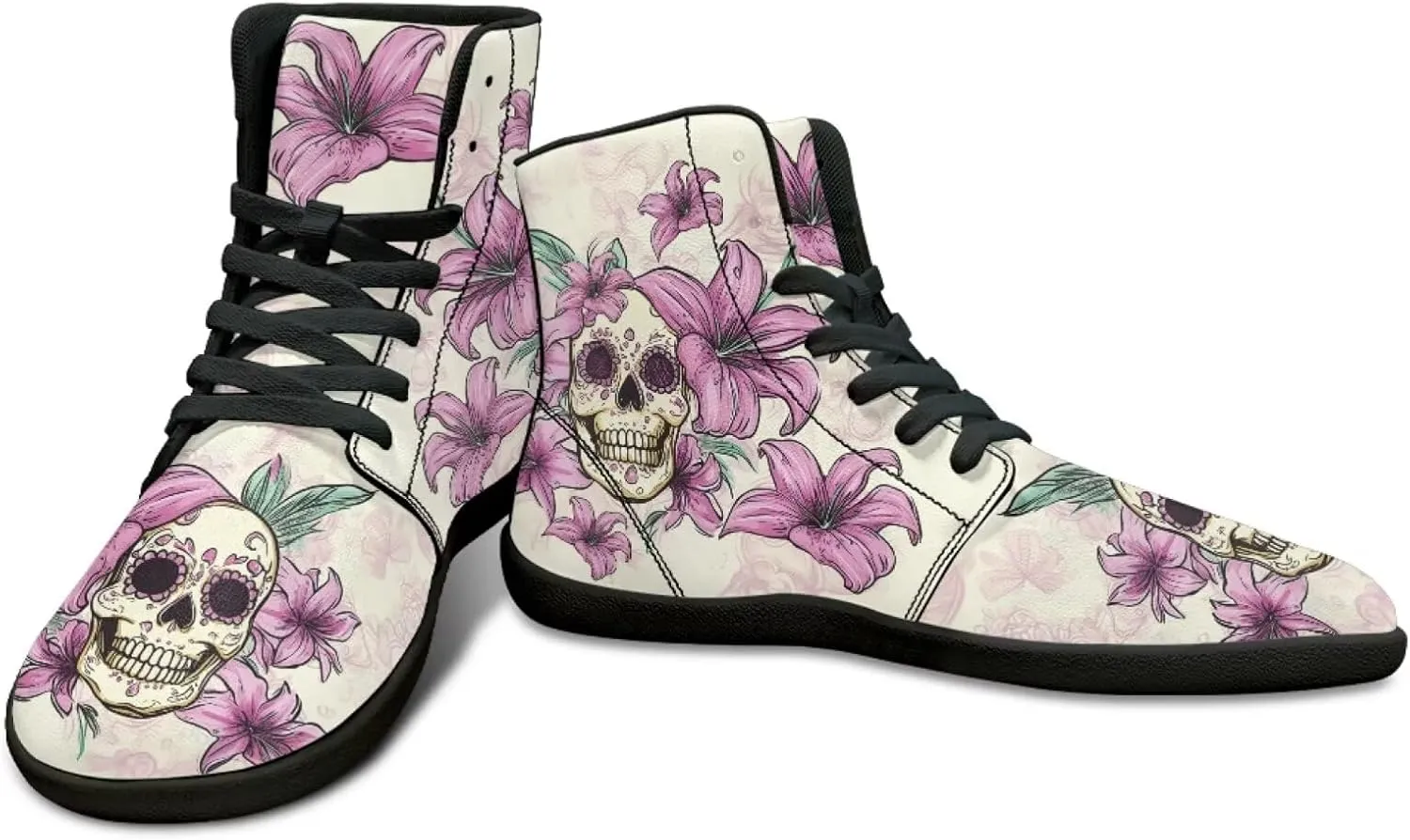 Howilath Gothic Skull Barefoot Shoes Mens Low Zero Drop Sneaker High Top Sneakers Minimalist Shoes