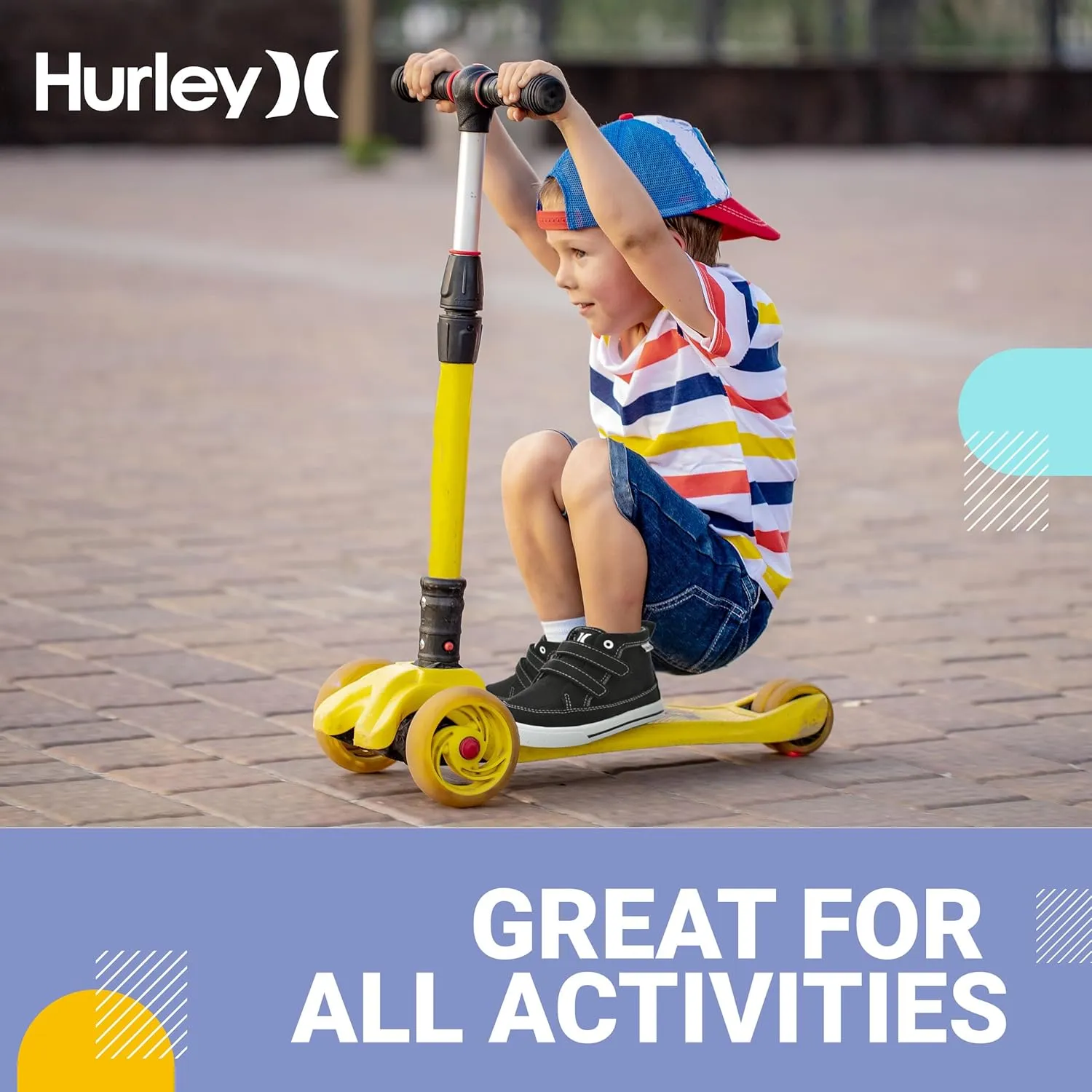 Hurley Kids Toddler and Little Kids Tedd Canvas Sneakers with Straps High Cut Skateboarding Shoes for Boys and Girls, Durable Shoes for School